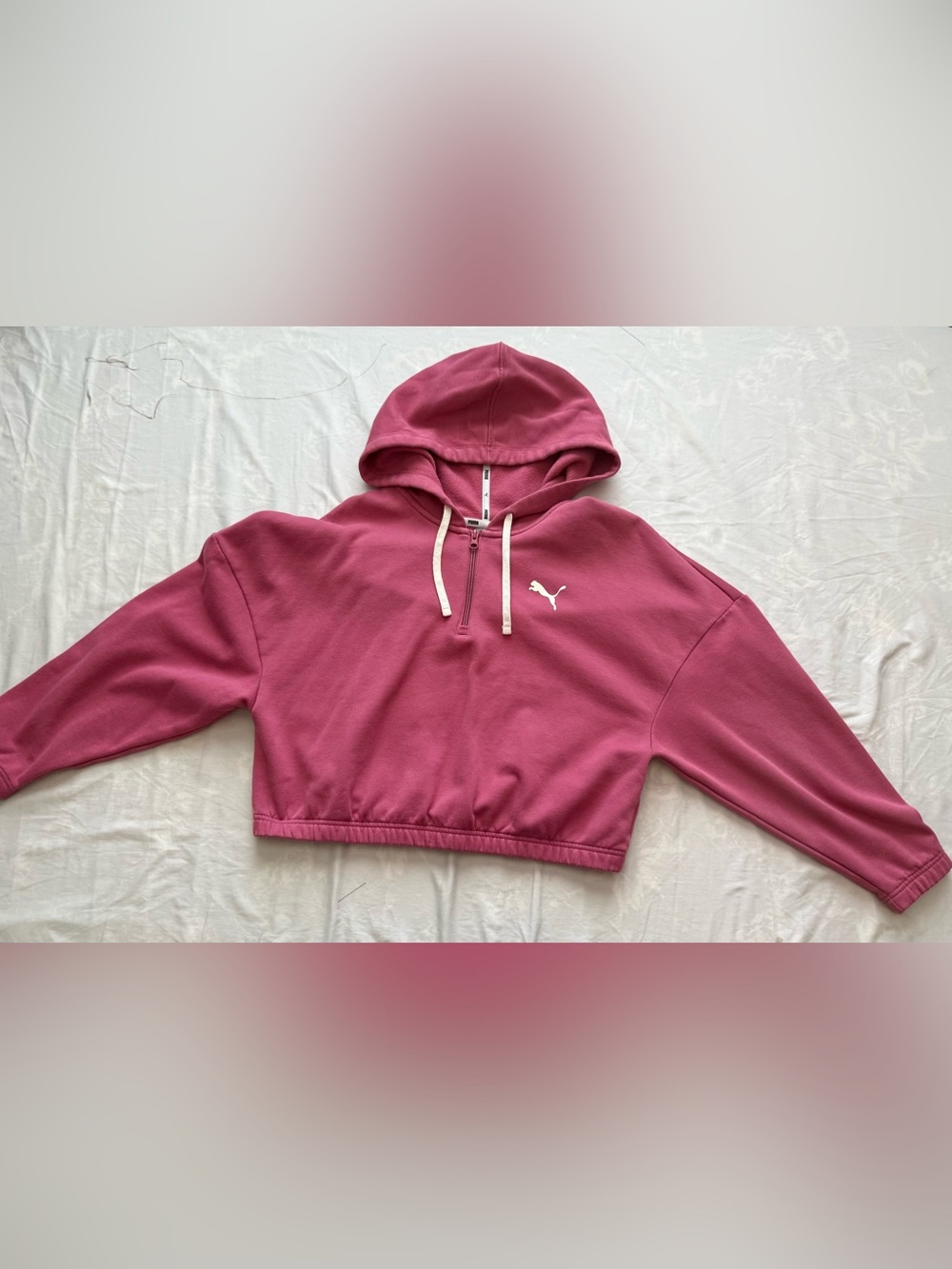 Puma Women’s 1/4 Zip Cropped Raspberry Colour Hoodie